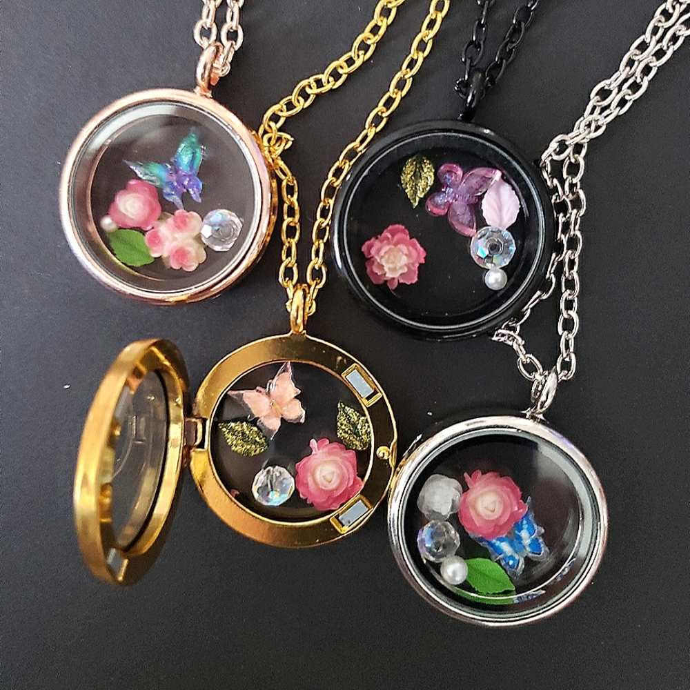 Floating Charm Clear Lockets & Charms Necklace